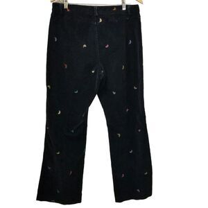 Rafaella Black Corduroy Embroidered Feather Pants Size 14